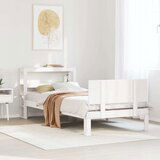  Posteljni okvir z vzglavjem bel 75x190 cm trdna borovina, (21292329) | Shoptok.si
