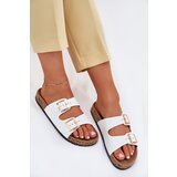 EVENTO Women's sandals with buckles made of eco leather white Iskira | Shoptok.si