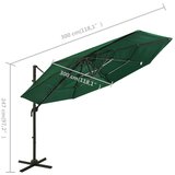  Suncobran s 4 razine i aluminijskom šipkom zeleni 3 x 3 m | shoptok.hr