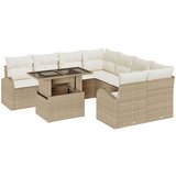 vidaXL 9-delni vrtni sofa set z blazinami bež poli ratan, (22091190) | Shoptok.si