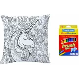 Mr. Little Fox pamučna satenska navlaka za jastuk i tekstilni markeri Lisica Lisica Cvijet Jednorog, 50 x 50 cm