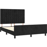  Posteljni okvir z vzglavjem črn 140x200 cm žamet, (20906644) | Shoptok.si