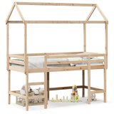 Maison Chic Postelja za odrasle - Posteljni Okvir z lestvijo in streho 80x200 cm borovina, (22082580) | Shoptok.si