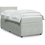 vidaXL Box spring postelja z vzmetnico svetlo siva 80x200 cm žamet | Shoptok.si