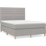 Maison Chic Box spring posteljni - Vzmetna postelja z vzmetnico svetlo siv 140x190 cm blago SL19420, (21894208) | Shoptok.si