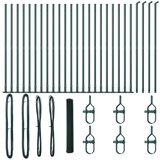 vidaXL Šesterokotna ograja Zelena 1.2x50 m Jeklo, Stebri ograje z osnovnimi ploščami 13 kosov Ø32mm 68.5cm Cinkano jeklo | Shoptok.si