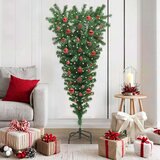 vidaXL Obrnjen umetni božični drevesec s setom žogic Zelena 150 cm PVC | Shoptok.si