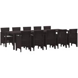  Vrtni set za objed 11 pcs Smeđa i svijetlosiva Poli ratan | shoptok.hr