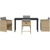vidaXL 5-delni set vrtnih jedilnih stolov z blazinami bež Poli ratan | Shoptok.si