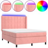  box spring s madracem LED ružičasti 140x190cm baršunasti | shoptok.hr