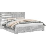  Krevetna konstrukcija s ladicama Betonski sivi 200 x 200 cm | shoptok.hr