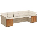 Maison Chic Seti vrtnega pohištva - Vrtna garnitura - Vrtni pohištvo set 7-delna z blazinami bež poli ratan, (21805424) | Shoptok.si