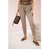 Kesi Włoski Pants with belt and pockets buttery-fabric camel