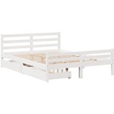 vidaXL Posteljni okvir s predali bel 135x190 cm trdna borovina, (21304334) | Shoptok.si