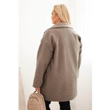 Kesi Włoski Plus Size women's coat shearling with wool and pockets fango | Shoptok.si