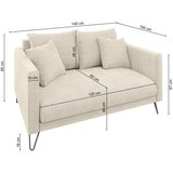 Ropez Kremno bela sedežna garnitura iz šenilje 140 cm Freya – | Shoptok.si