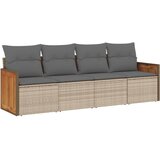  The Living Store Vrtna sedežna garnitura 4-delna z blazinami bež poli ratan - Vrtna Sedežna Garniture, (21452924) | Shoptok.si
