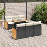  7-dijelni set vrtnih sofa od poliratana s jastucima crni bagrem | shoptok.hr