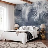  Foto tapeta - Abstraction with nature - exotic leaves on a blue background with pattern 500x350 | shoptok.hr