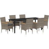 vidaXL 7-delni set jedilnice za vrt z blazinami siva poli ratan, (22157121) | Shoptok.si