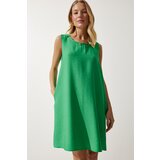  Women's Dark Green Sleeveless Linen Viscose A-Line Dress Cijene