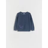 Reserved - Pamučni džemper - mornarsko plava