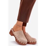 Boto Clogs Women's Slippers With Studs Eco Suede Beige Ellason | ePonuda.com