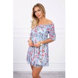 Kesi Shoulder dress with azure floral pattern | Shoptok.si