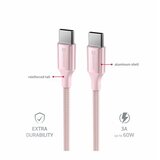Swissten kabel USB-C/USB-C TEXTILE II, 3A, 60W, 480 Mb/s, 1,5m rozi | shoptok.hr