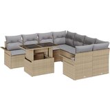  9-delni vrtni kavčni set z blazinami, bež poli ratan | Shoptok.si