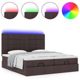 vidaXL Otomanski posteljni okvir z vzmetnicami rjav 200x200 cm blago, (21608219) | Shoptok.si