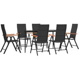  7-dijelni vrtni blagovaonski set od poliratana crno-smeđi | shoptok.hr