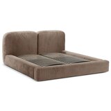 Micadoni Smeđi tapecirani bračni krevet s prostorom za odlaganje s podnicom 200x200 cm Martina – | shoptok.hr