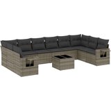 vidaXL 11-dijelni set vrtnih sofa od poliratana s jastucima sivi | shoptok.hr