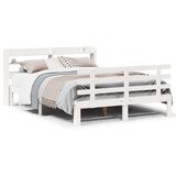 vidaXL Posteljni okvir z vzglavjem brez vzmetnice bel 140x200 cm | Shoptok.si