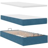  Otomanski posteljni okvir z vzmetnicami moder 80x200cm žamet | Shoptok.si