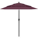 vidaXL Suncobran s 3 razine i aluminijskom šipkom bordo 2,5 m Cijene