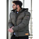 Dewberry 23453 Removable Hood Faux Fur Lined Slim fit Jacket-Khaki