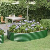 vidaXL visoka greda iz prašno premazanega jekla 214x140x36 cm zelena | Shoptok.si