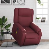 Maison Chic masažni naslanjač - Relax naslanjač s funkcijo vstajanja vinsko rdeče um. usnje, (22061426) | Shoptok.si