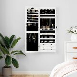  Zidni ormarić za nakit s ogledalom bijeli 37,5 x 10 x 106 cm | shoptok.hr