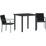  Vrtni set za objed 3 pcs Crna i Siva PE ratan | shoptok.hr