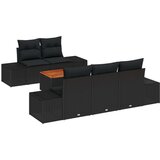  Set od 6 dijelova sofa za vrt s jastučićima crna poli ratan akacija | shoptok.hr