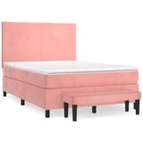 vidaXL Box spring postelja z vzmetnico roza 140x190 cm žamet, (20896835) Cene