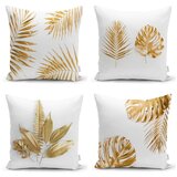 Minimalist Cushion Covers Komplet 4 prevlek za okrasne blazine Gold Leaves Modern, 45 x 45 cm Cene