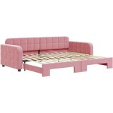 vidaXL Izvlečna dnevna postelja roza 90x200 cm žamet | Shoptok.si