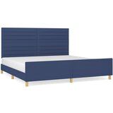  The Living Store Posteljni okvir z vzglavjem moder 200x200 cm blago - Posteljni Okvir Z Vzglavjem, (21450236) | Shoptok.si