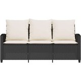  Vrtna sofa 3-sjed s jastucima i stolom od crnog poliratana | shoptok.hr