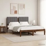  Krevetni okvir s tapiciranim uzglavljem - Tamnosmeđa i svjetlosiva 140 x 200 cm | shoptok.hr