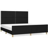 The Living Store Posteljni okvir z vzglavjem črn 180x200 cm blago - Posteljni Okvir Z Vzglavjem, (21525615) | Shoptok.si